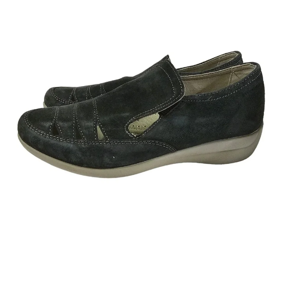 Stonefly Slip On Blue Leather Suede Size 36 Vera Pelle Size 5‎